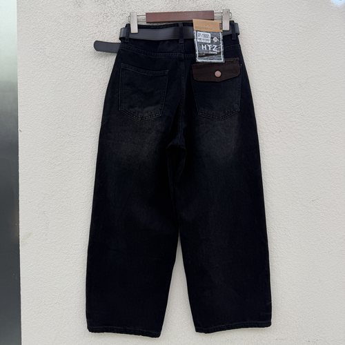 2026秋款JEANS红提子19091牛仔裤女高腰黑灰色九分弯刀裤镰刀裤