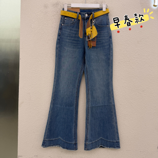 HYFS 2026春 JEANS红提子66030弹力微喇显瘦百搭欧货简单牛仔长裤