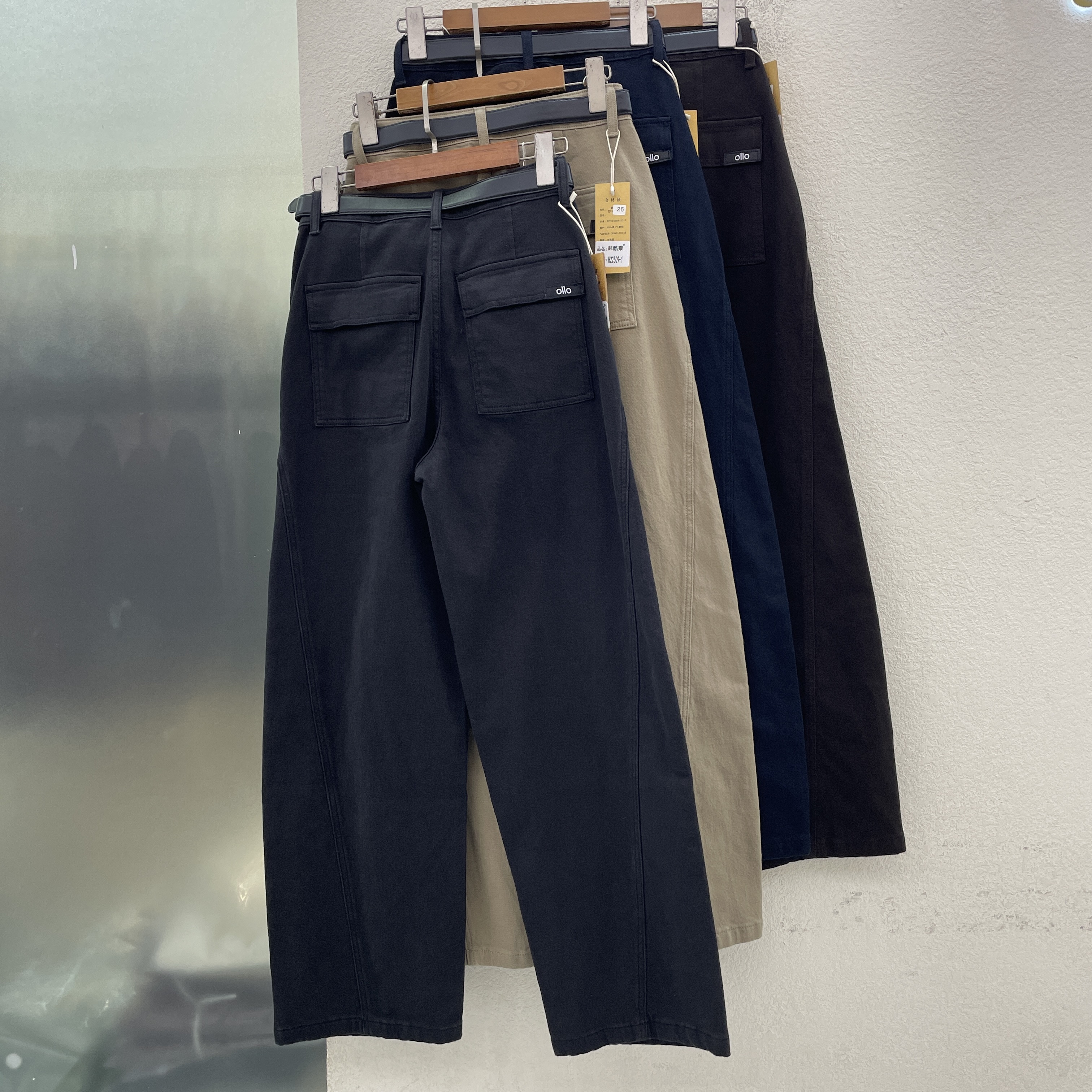 JEANS韩酷莱55277牛仔裤女弹力高腰显瘦弯刀裤香蕉裤22509底抓毛