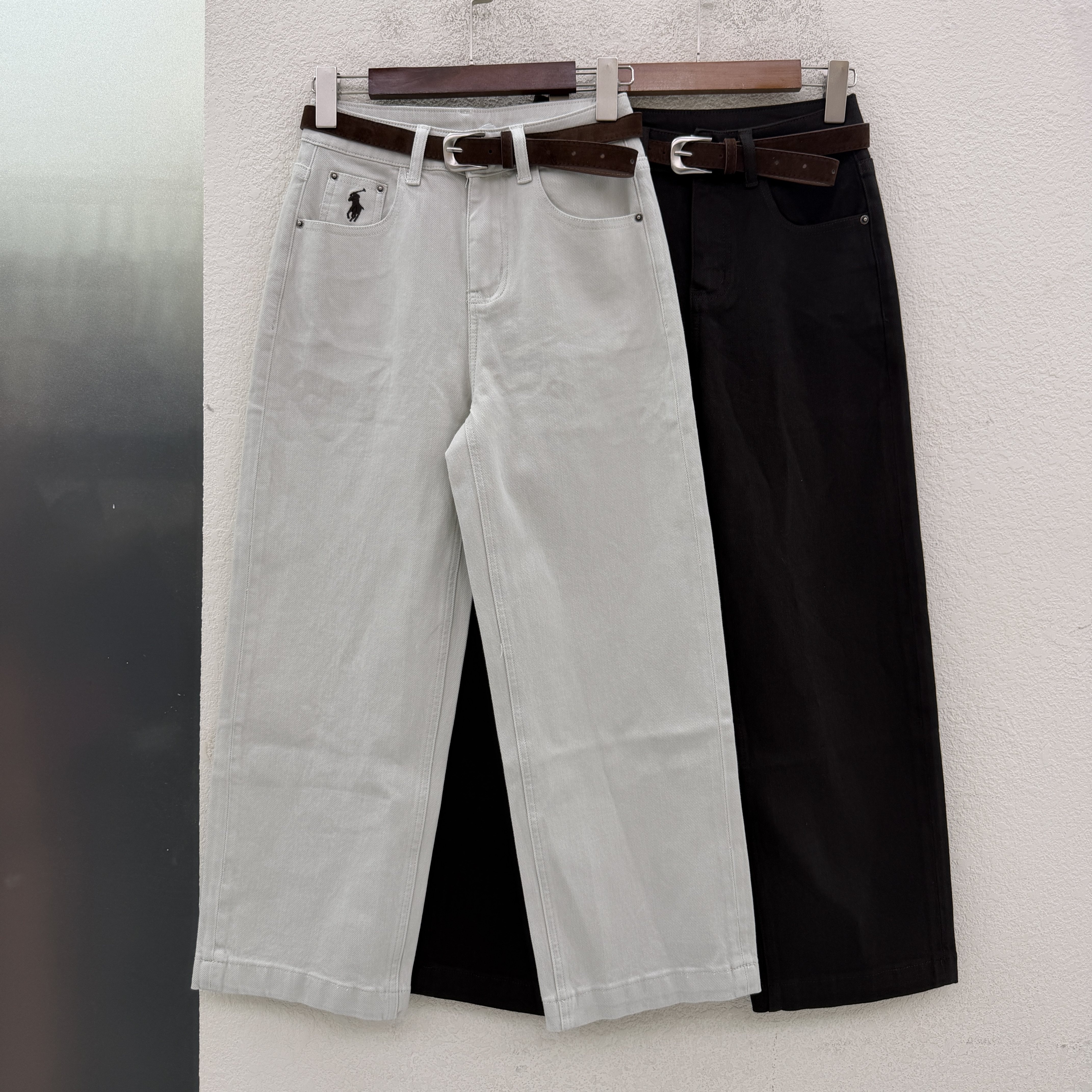 秋款N FASHION JEANS韩酷莱5594牛仔裤女刺绣小马直筒法棍九分裤