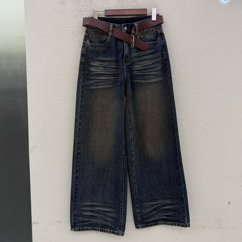 秋款Q FASHION JEANS 佐拿 芭度玄风61615牛仔裤女猫须直筒阔腿裤