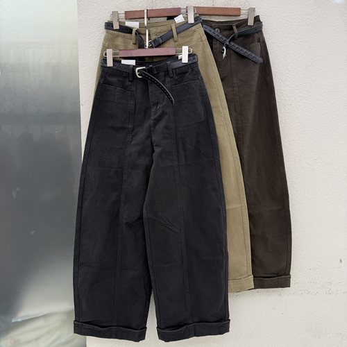 JEANS秋款QYL20187牛仔裤女高腰弹力压线垂感弯刀裤宽松拖地裤
