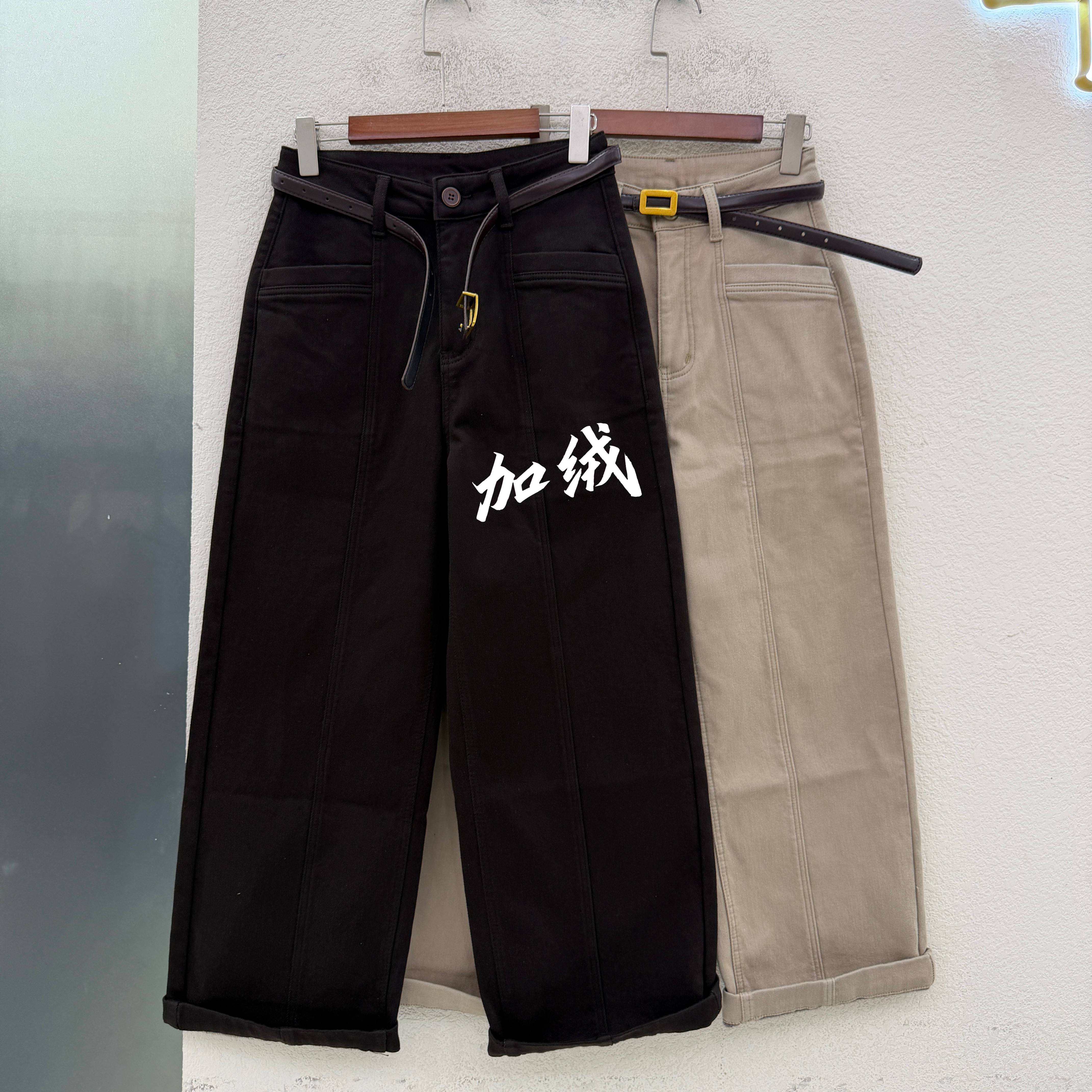 Jeans佐拿 芭度玄风9838 9839加厚加绒九分直筒裤女休闲奶奶裤冬