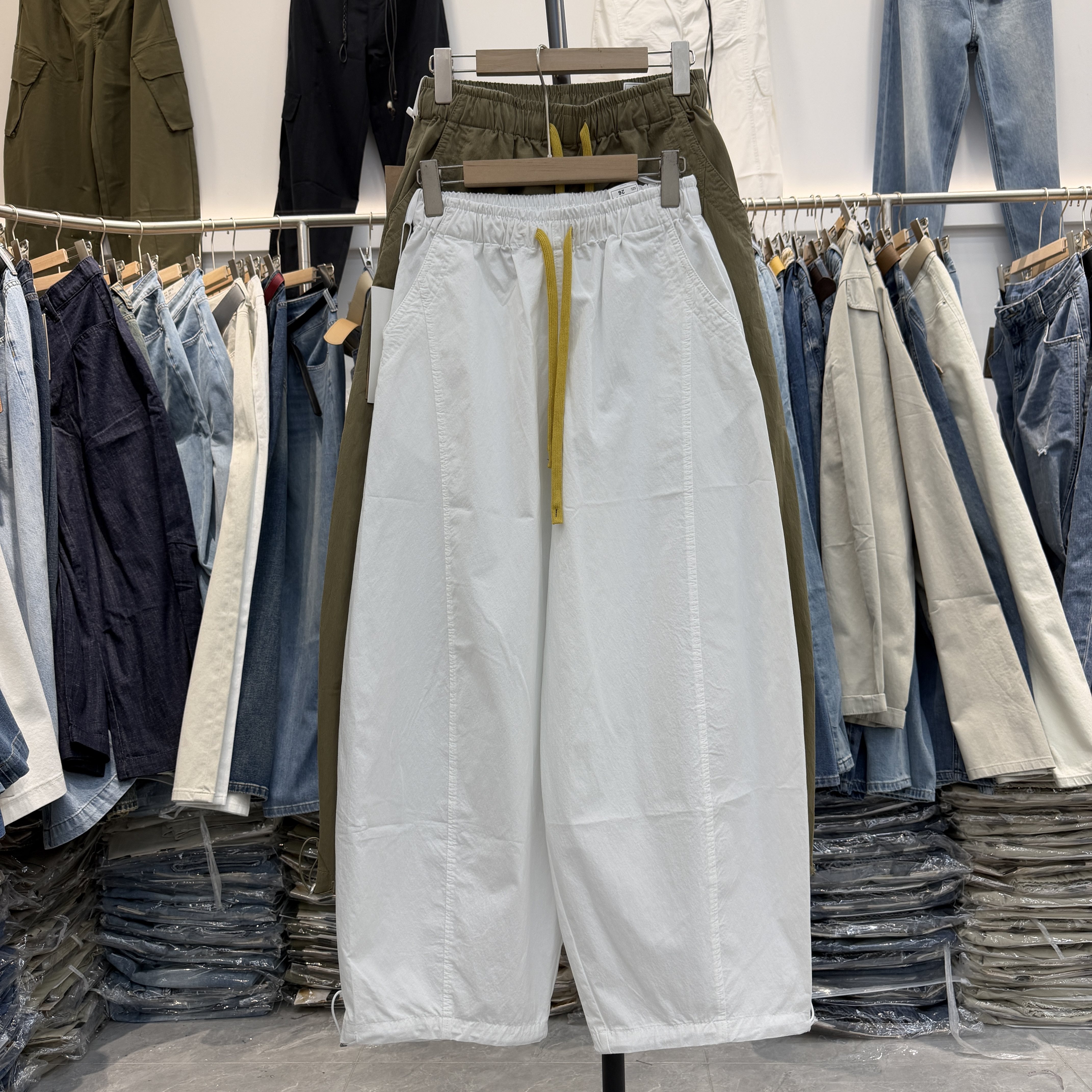 JEANS易人82513夏新款高腰系带慵懒风阔腿裤女宽松显瘦百搭裤