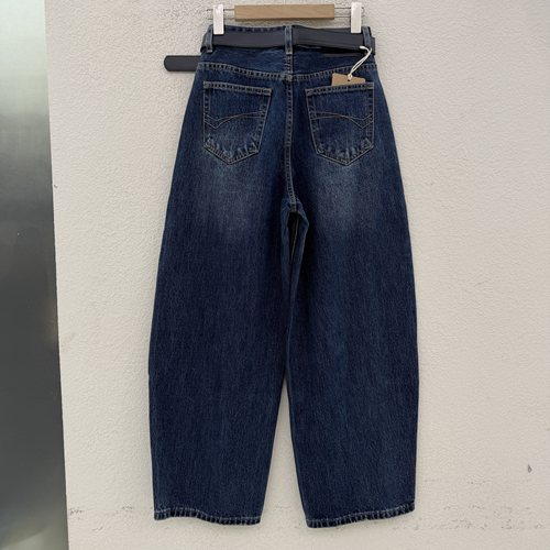 2026秋款CC JEANS2665牛仔裤女高腰压线弯刀裤刺绣彩线缩脚拖地裤