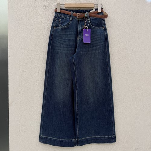 JEANS易人86076 九分阔腿直筒牛仔裤女宽松显瘦烟管裤四面弹2026