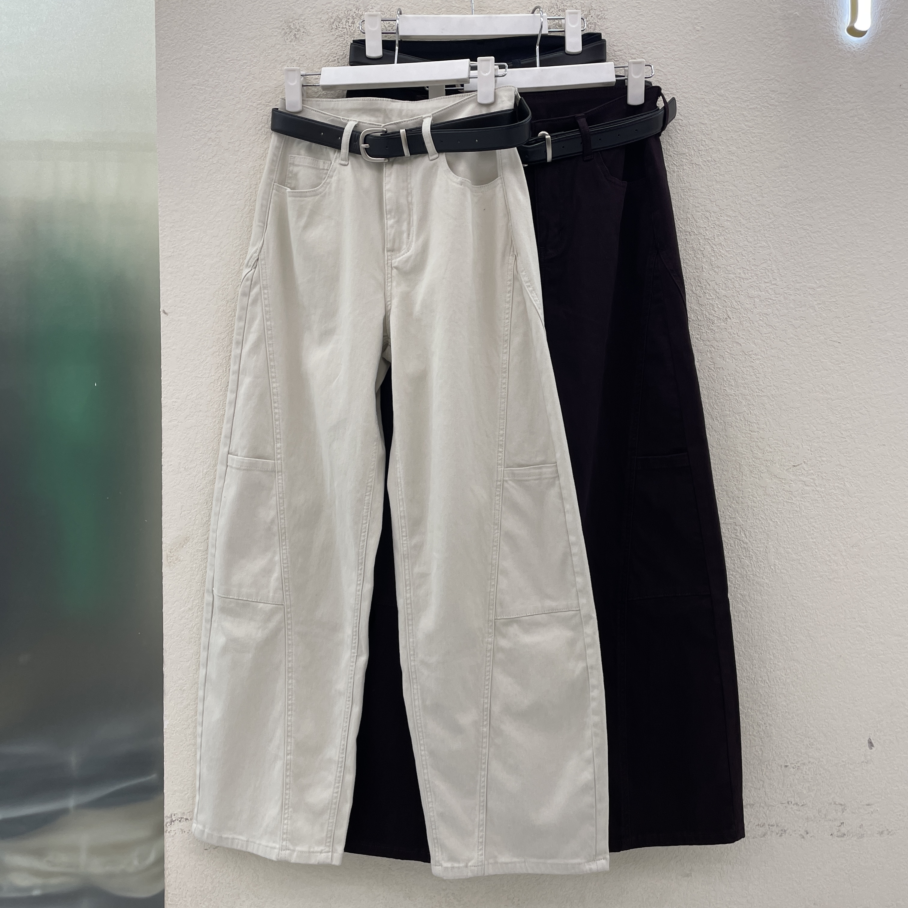 秋冬新款2025千轶QYL374牛仔裤女弯刀裤直筒裤宽松弹力高腰显瘦