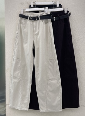 秋冬新款2025千轶QYL374牛仔裤女弯刀裤直筒裤宽松弹力高腰显瘦