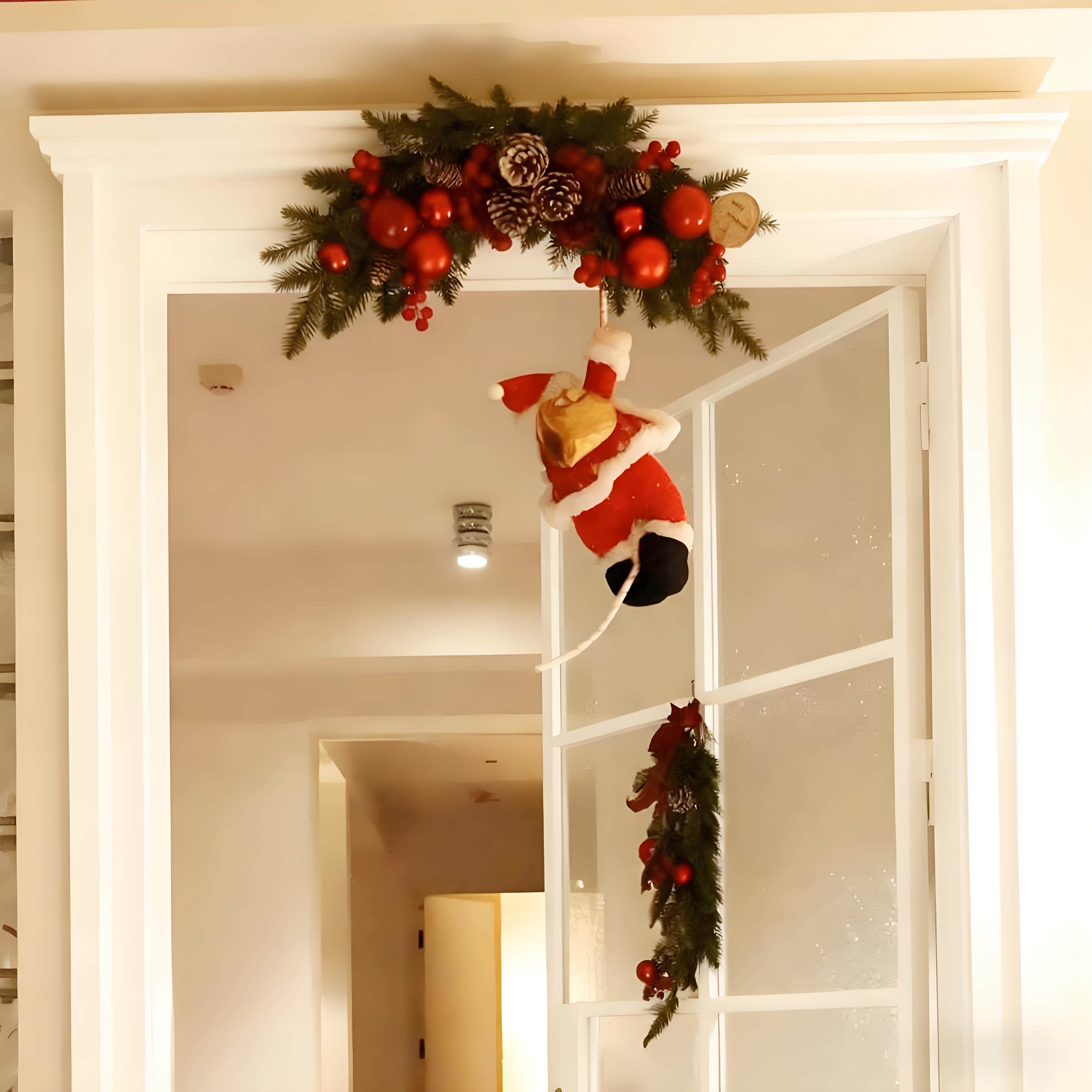 圣诞花环牛角门挂氛围感店铺门口