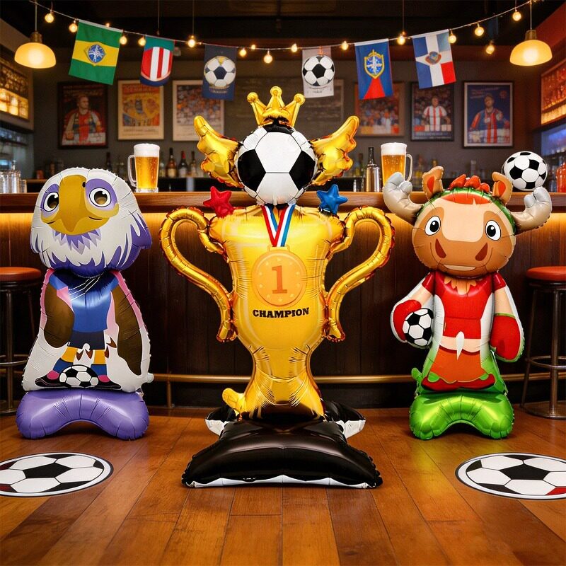 2026世界杯足球主题装饰铝膜气球吉祥物酒吧体彩店观赛派对布置品