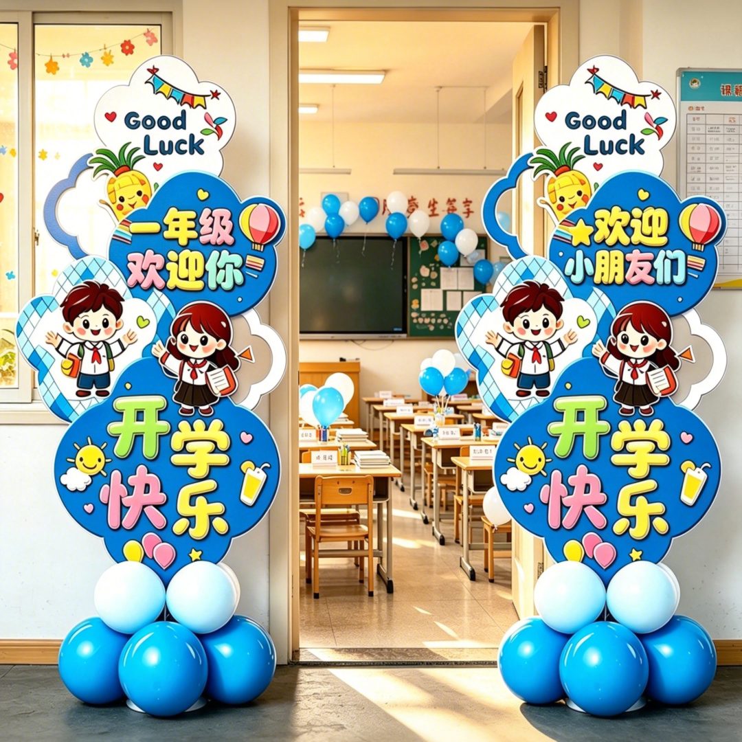 开学教室仪式感氛围布置气球立柱图片