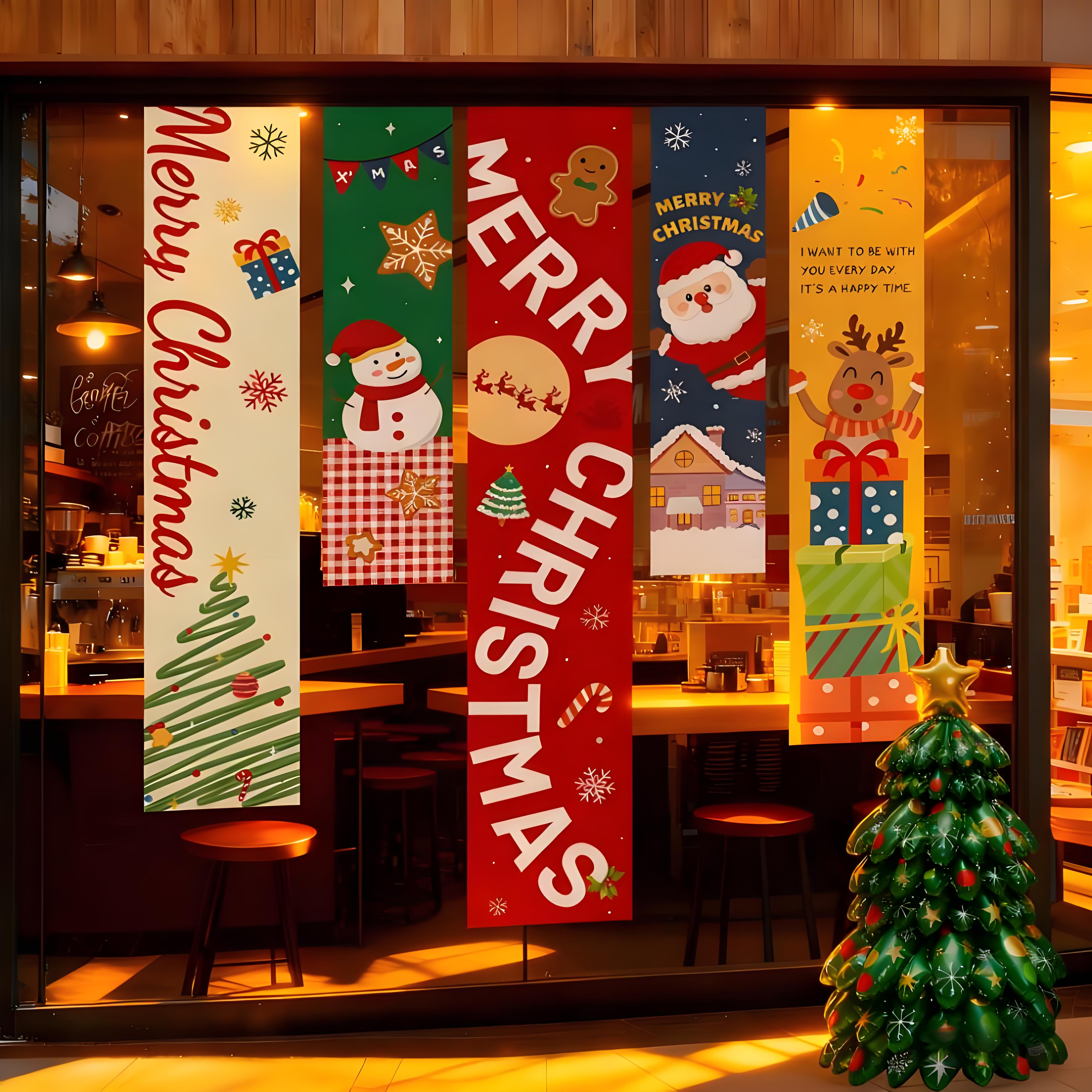 圣诞节条幅挂布玻璃橱窗背景布