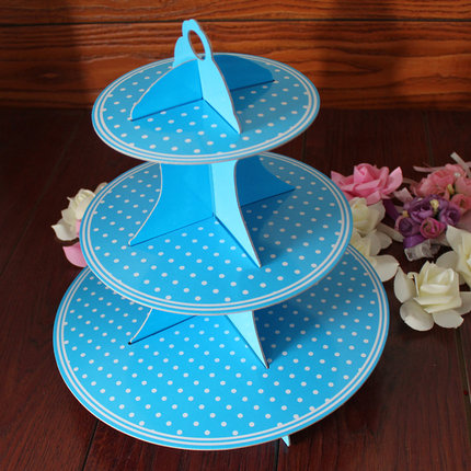 生日三层纸板蛋糕架 甜品托盘 蛋糕支架 甜品台装饰 生日派对用品