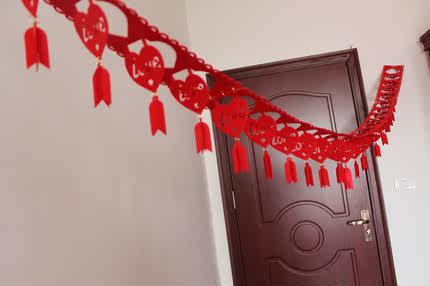 婚房布置拉花 无纺布拉花婚房装饰挂饰拉花结婚喜字拉花桃心拉花