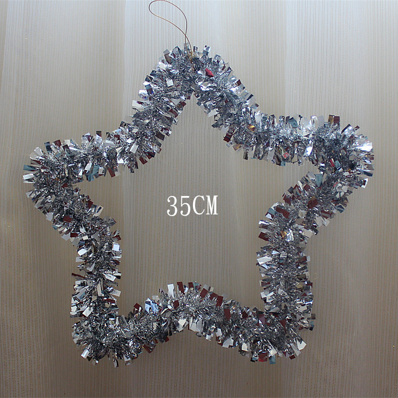 圣诞节装饰品铁丝五星星藤条毛条拉花彩带圣诞树挂件装饰场景用品