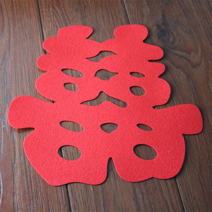 婚庆喜字 串串喜结婚用品无纺布喜 大号镂空双喜窗花 绒布门喜