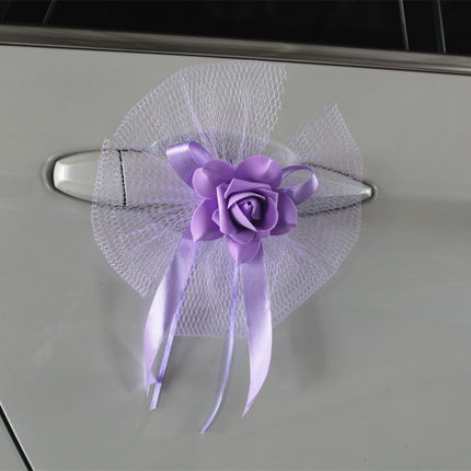 婚庆用品结婚车把手蝴蝶拉花 婚礼花车装饰仿真车把花 后视镜拉花