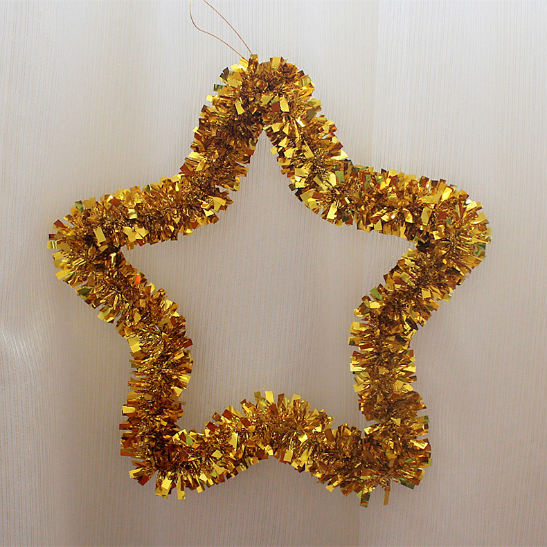 圣诞节装饰品铁丝五星星藤条毛条拉花彩带圣诞树挂件装饰场景用品