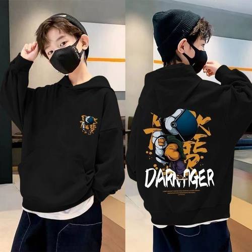 儿童装男童加绒卫衣秋冬款男孩连帽加厚帅气上衣儿童冬季潮款衣服