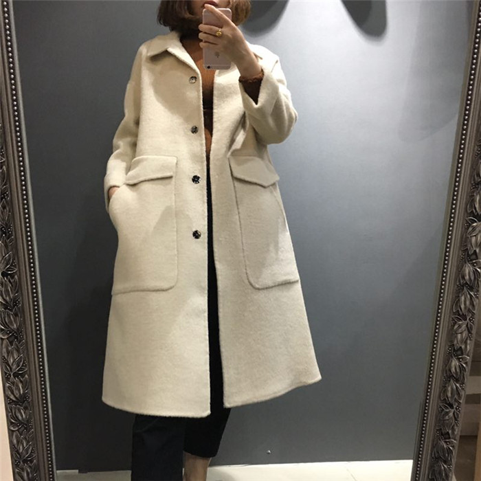 中长款羊绒大衣女2017冬季新品纯手工双面阿尔巴卡羊驼毛毛呢外套