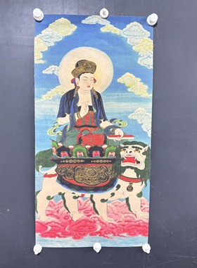 牛皮纸唐卡:文殊菩萨尺寸:41*71cm左右