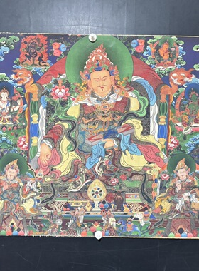 藏式唐卡文殊菩萨挂画藏佛唐卡布画条幅壁画59*83未装裱