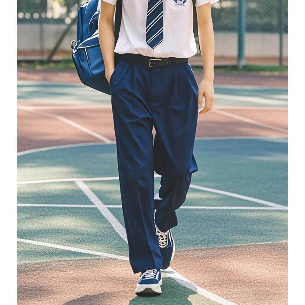 青物社dk日系原创制服裤学院风西裤男宽松坠感直筒春秋款正统长裤