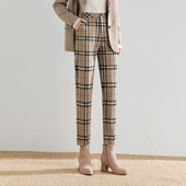 女秋冬季 款 烟管休闲裤 精典复古英伦格子裤 保暖高腰显瘦九分萝卜裤