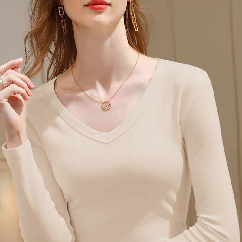 여성을 위한 고품질 블랙 바닥 셔츠 패셔너블하고 패셔너블한 봄과 가을 스타일에 벨벳과 두꺼운 독일 벨벳 밀착형 긴팔 티셔츠