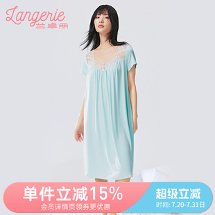 宽松透气莫代尔家居服薄荷曼波风睡衣可外穿夏季 兰卓丽睡裙女短袖