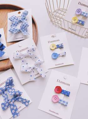 儿童发饰女孩清新蓝色系发夹全包布不伤发鸭嘴夹平夹女儿好用发卡