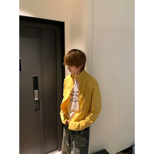 JMJ 美式拉链开衫立领尼龙夹克男女春秋宽松休闲百搭潮流外套