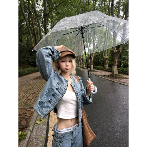 JMJ 美式复古宫廷风解构牛仔夹克女春秋宽松休闲百搭时髦短外套