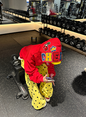 JMJ 美式华夫格毛巾绣连帽卫衣男女春秋宽松休闲百搭帽衫外套