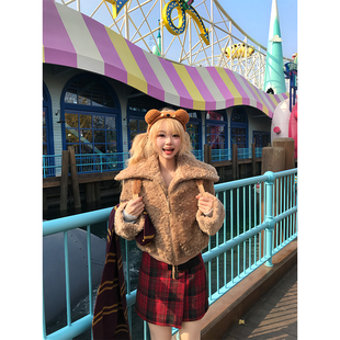 棉衣女秋冬休闲百搭潮流时髦保暖外套 设计感毛茸立领短款 JMJ 美式