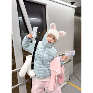 排骨纹连帽羽绒服男女宽松休闲百搭保暖轻薄外套 美式 JMJ 冬季