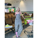 男女宽松休闲设计感直筒阔腿长裤 JMJ 牛仔背带裤 复古高街工装 美式