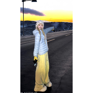 男女秋冬宽松百搭保暖阔腿长裤 JMJ 抽绳加绒休闲裤 简约基础款 美式