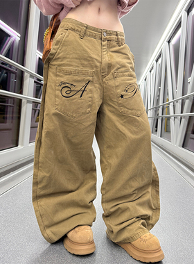 JMJ 美式复古小众设计倒装阔腿休闲裤男女宽松百搭质感拖地长裤