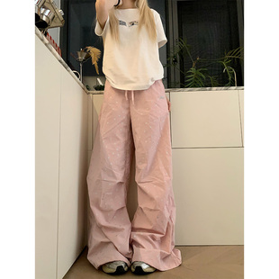 男女宽松休闲百搭阔腿拖地长裤 慵懒风星星满印抽绳休闲裤 美式 JMJ