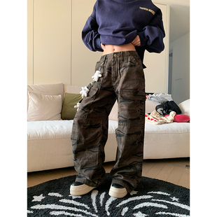 男女宽松户外直筒休闲长裤 JMJ 复古大口袋迷彩裤 美式 2025春季