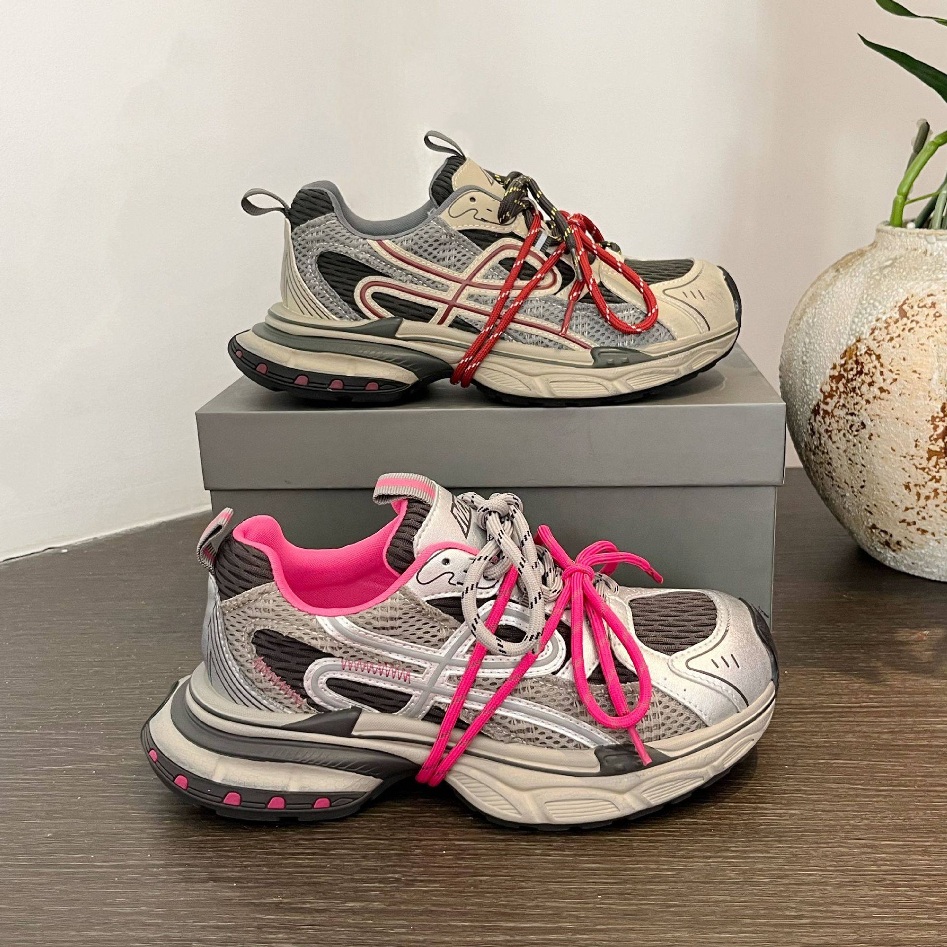 2026新款厚底增高复古休闲风绑带老爹鞋女鞋运动鞋百搭透气休闲鞋,女鞋,时尚休闲鞋,淘宝优惠券,粉丝福利购,淘宝优惠卷