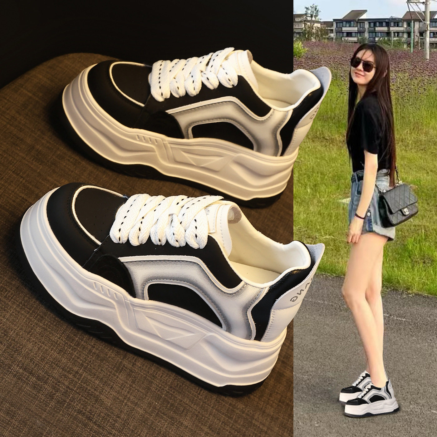 厚底内增高松糕复古百搭小白鞋女2026春季新款运动休闲鞋板鞋轻便,女鞋,时尚休闲鞋,淘宝优惠券,粉丝福利购,淘宝优惠卷