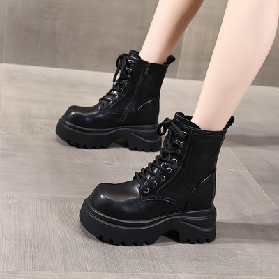 厚底内增高时尚爆款马丁靴子女2025秋冬季新款加绒短靴工装靴轻便