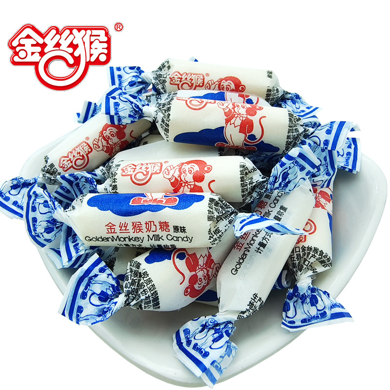 金丝猴圆柱奶糖牛奶糖500g约90颗结婚喜糖果童年怀旧小零食散装