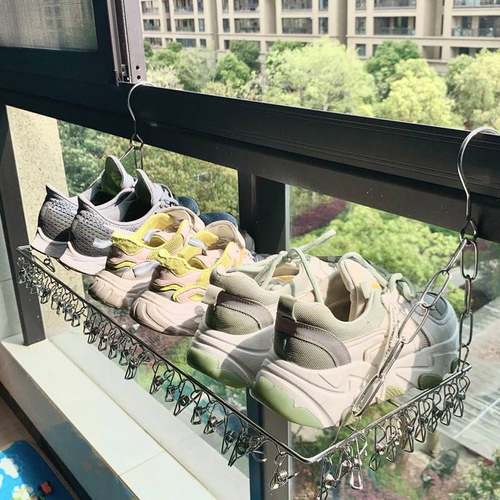 晒鞋架不锈钢晾衣架家用内裤袜子晒袜子神器阳台窗外窗外多夹子