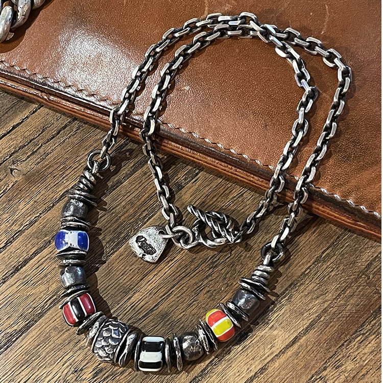 跋折罗古法琉璃转运龙蛋银项链