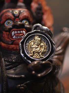 跋折罗VAJRA原创《擦擦》手工纯银吊坠 包金黑财神 藏传重磅复古