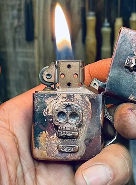 跋折罗VAJRA原创《尸陀林主》手工打造紫铜打火机 复古小众收藏级