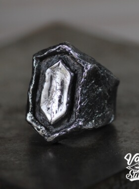 跋折罗VAJRA原创 无常-六度 手工纯银戒指 水晶簇 藏传 粗犷复古